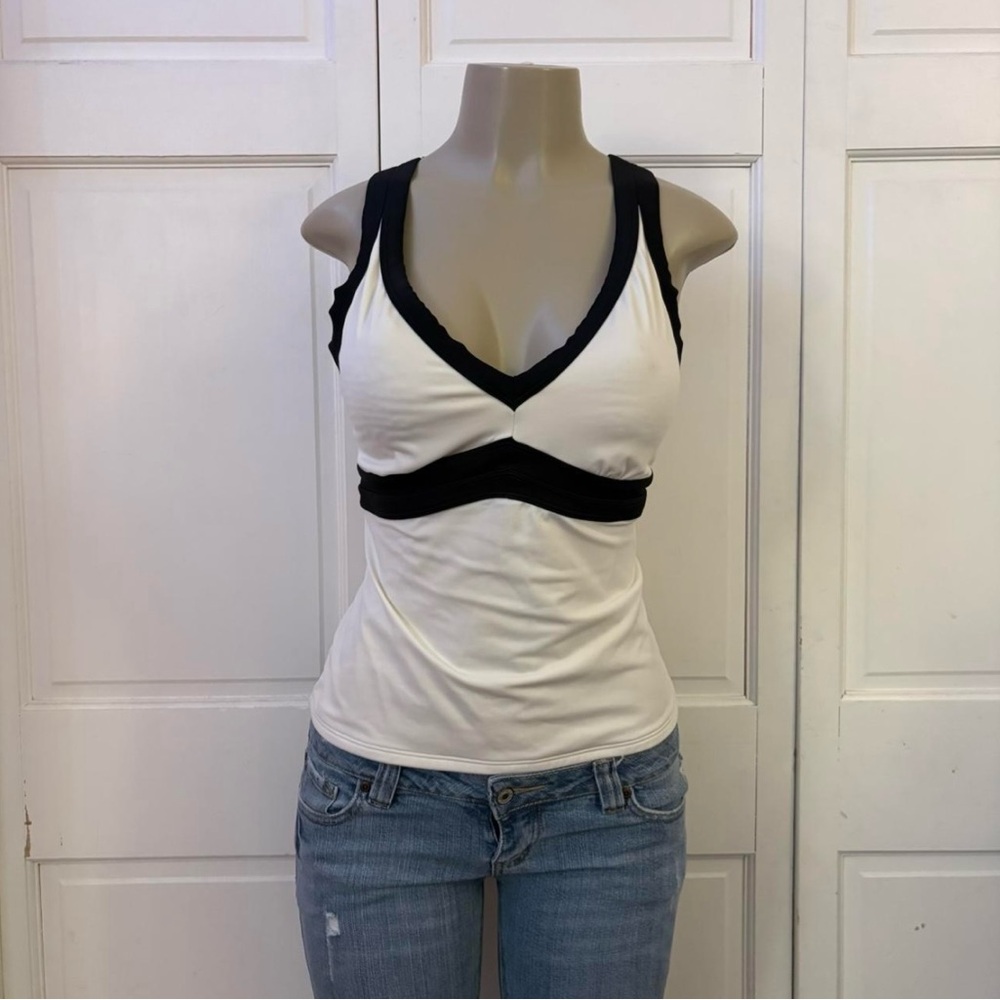 Black and White Crossback Tankini Tank Top